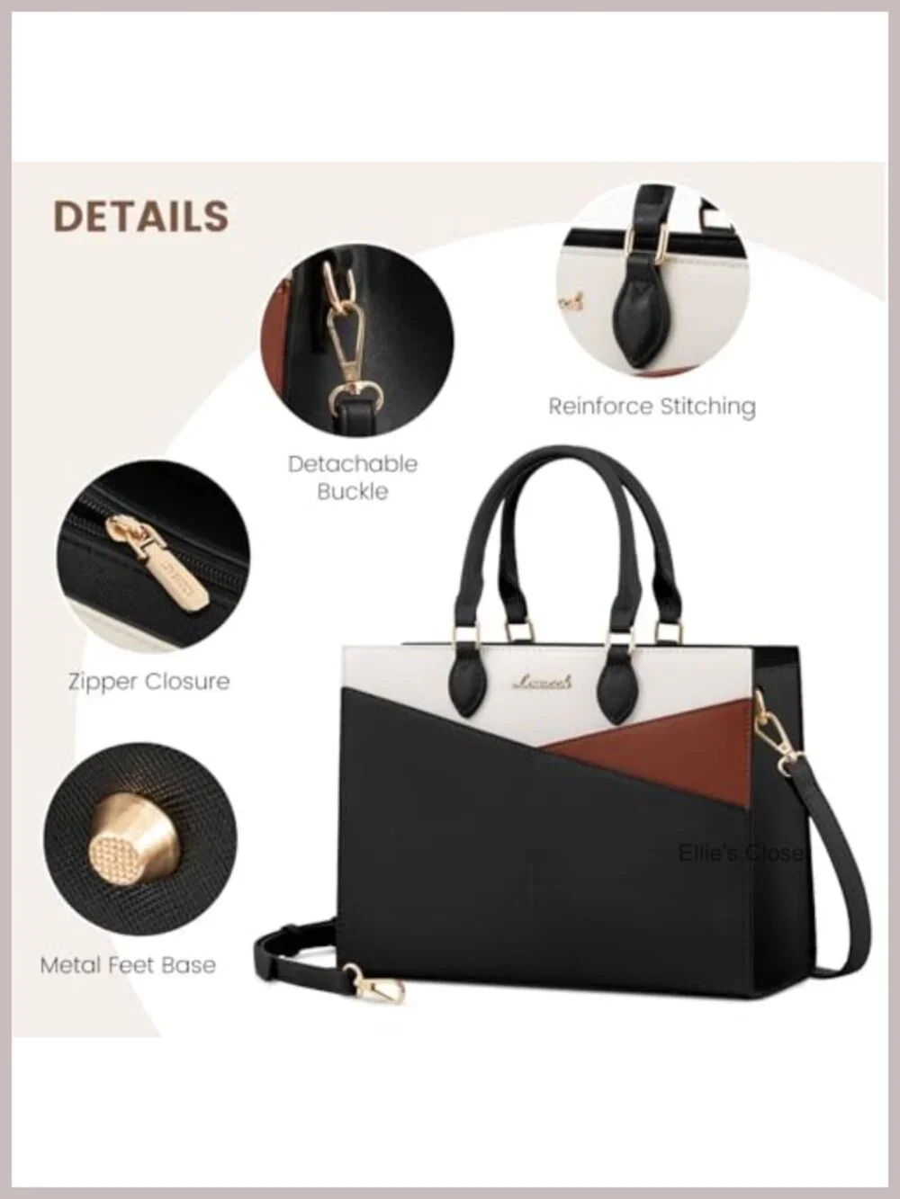PU Leather Satchel Handbag with Adjustable Strap, Top Handle & Zipper, Women's